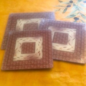 New in Wrappings Temptations Old World -  Set Of 3 Red Glass Trivets